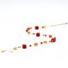 Mix red - red collar gold genuine murano glass
