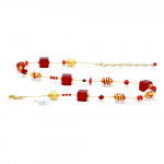 Mix red - red collar gold genuine murano glass