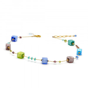 Collier en verre de murano multicolore bleu