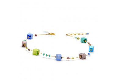 Collier en verre de murano multicolore bleu