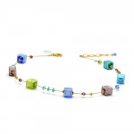 Collier en verre de murano multicolore bleu