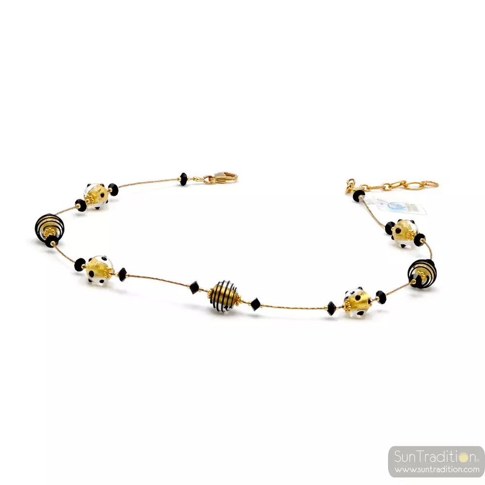 Jojo mini black and gold - gold murano glass necklace genuine murano glass