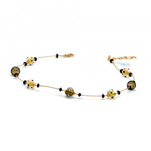 Kette schwarz und gold aus murano glas