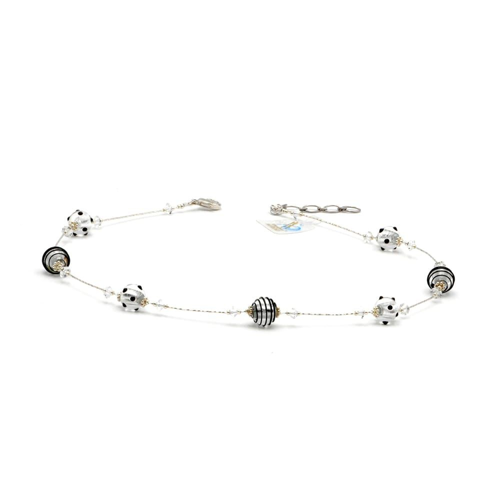 Jojo mini black and silver - silver murano glass necklace genuine murano glass