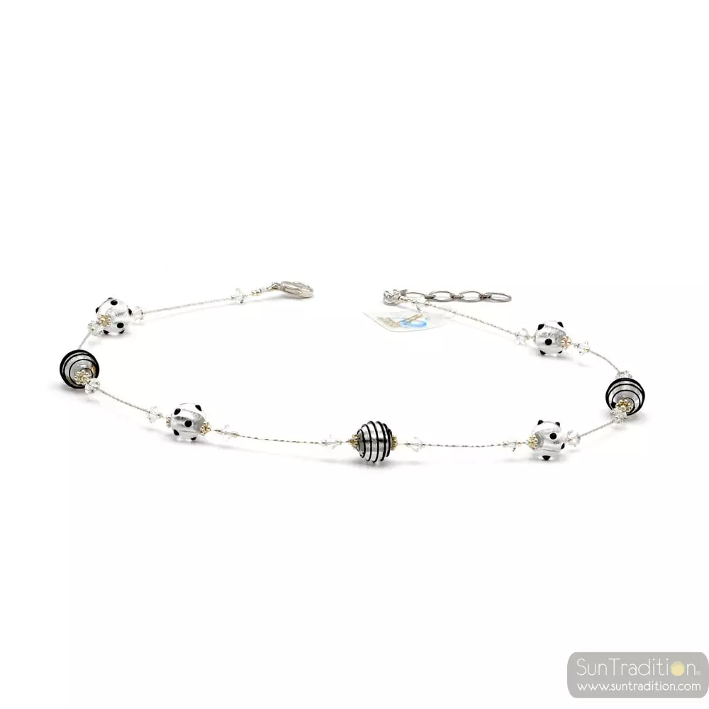 Jojo mini black and silver - silver murano glass necklace genuine murano glass