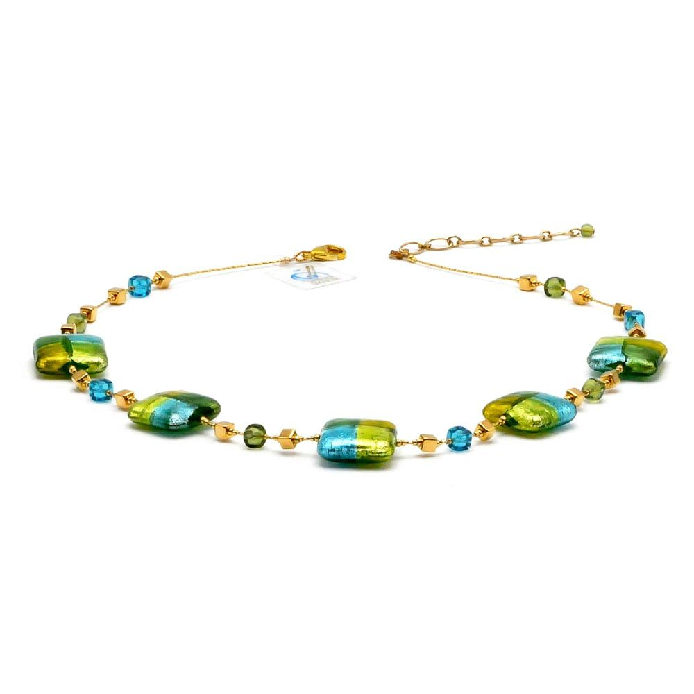 Quadrifoglio verde - grønne halskjede-smykker ekte murano-glass i venezia