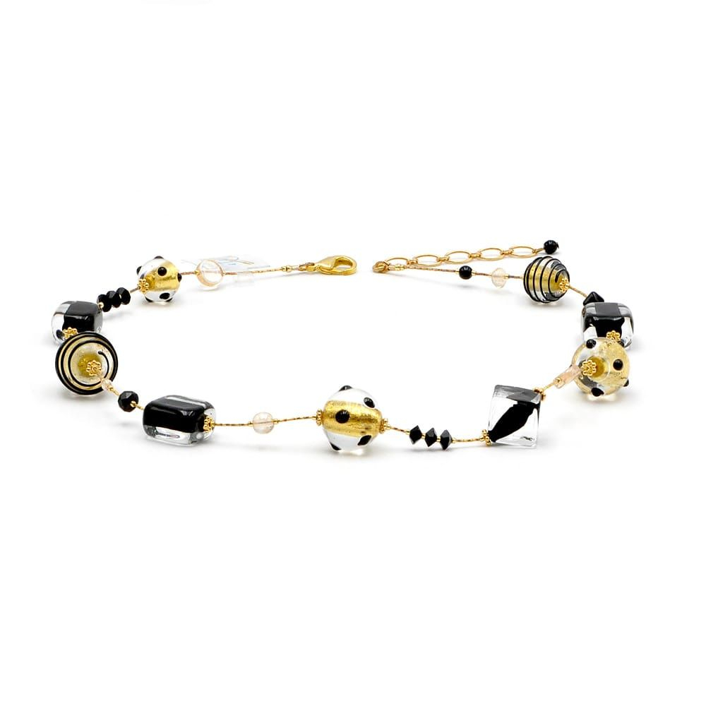Jojo black and gold - gold murano glass necklace jewelry genuine murano glass of venice