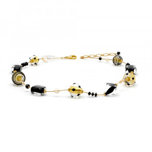 Jojo schwarz und gold - halskette schwarz und gold schmuck aus echtem murano glas aus venedig