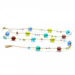 Glas collier murano lang blauw