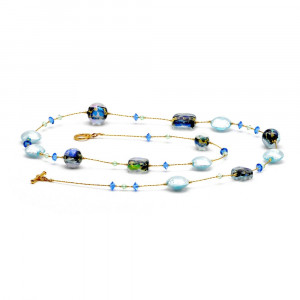 Chiaro di luna - collana gioiello blu, originale in vetro di murano di venezia