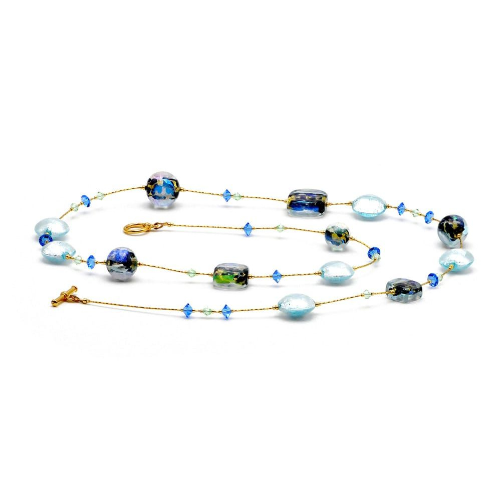 Klara månen - halsband med blå juvel äkta murano glas i venedig