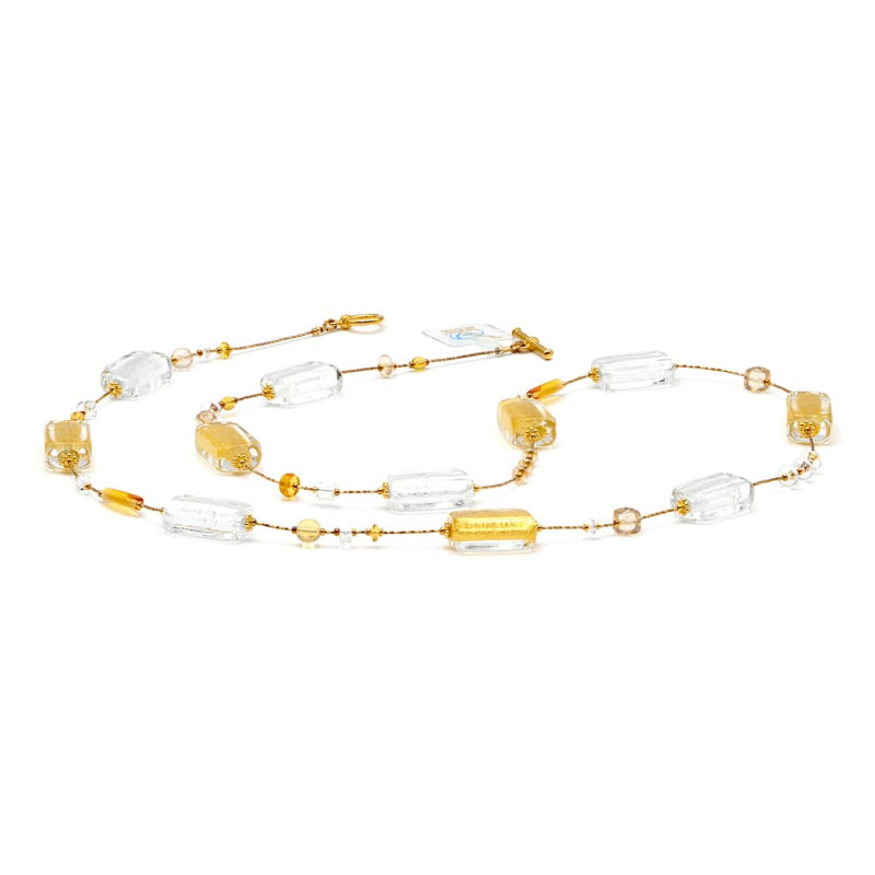 Long gold murano glass necklace