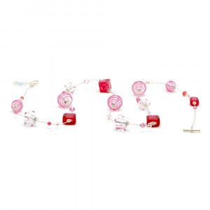 Jojo long argent et rose - sautoir collier long rose en verre de murano de venise