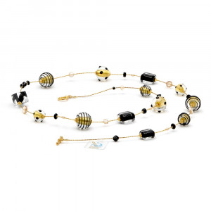 Jojo black and gold long - long gold murano glass necklace genuine murano glass