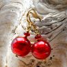Red murano glass earrings genuine venice murano glass