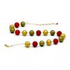 Ball satin - collar red genuine murano glass