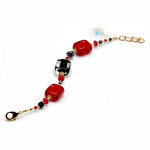 Pulsera rojo y negro cristal de murano venecia