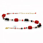 Collier rouge et noir en verre de murano