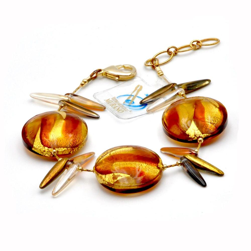 Gult armband amber i verkliga murano glas 