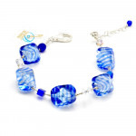 Sasso rigadin blue collar in real murano glass venice