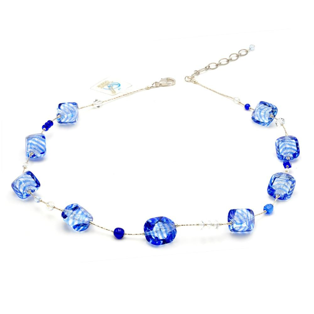 Sasso rigadin - collar azul en verdadero cristal de murano venecia