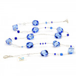 Colar de cristal murano longo azul