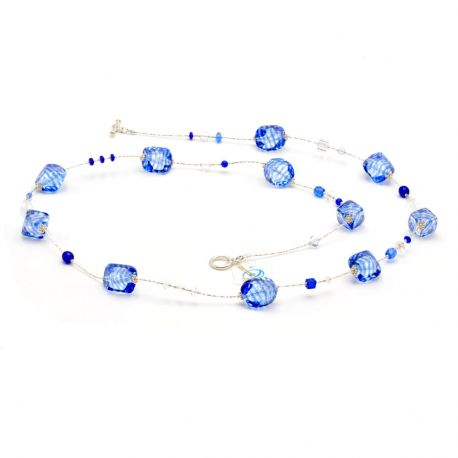 Blue long murano glass necklace