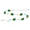 Grönt halsband i murano-glas-grön och blå