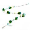 Sasso tvåfärgad grön - halsband i murano-glas-grön och blå