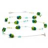 Long necklace, green long murano glass green and blue