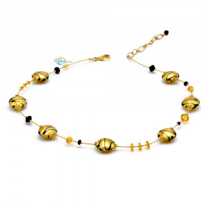 Charly gold - gold murano glass necklace genuine murano glass of venice