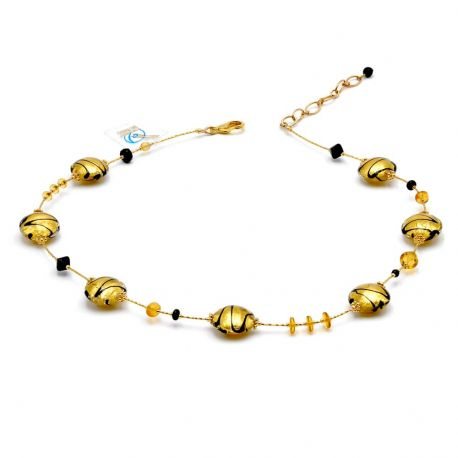 Halsband - guld halsband-guld, äkta murano glas i venedig