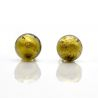 Golden darl green crystal earrings round button nail genuine murano glass of venice