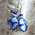 Aretes azul cristal de murano de venecia