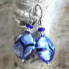 Blue earrings genuine venice murano glass