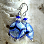  boucles d'oreilles bleues verre de murano de venise