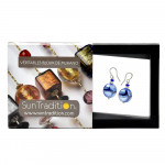 Pastiglia aventurina azul - aretes azul joyas en verdadero cristal de murano de venecia