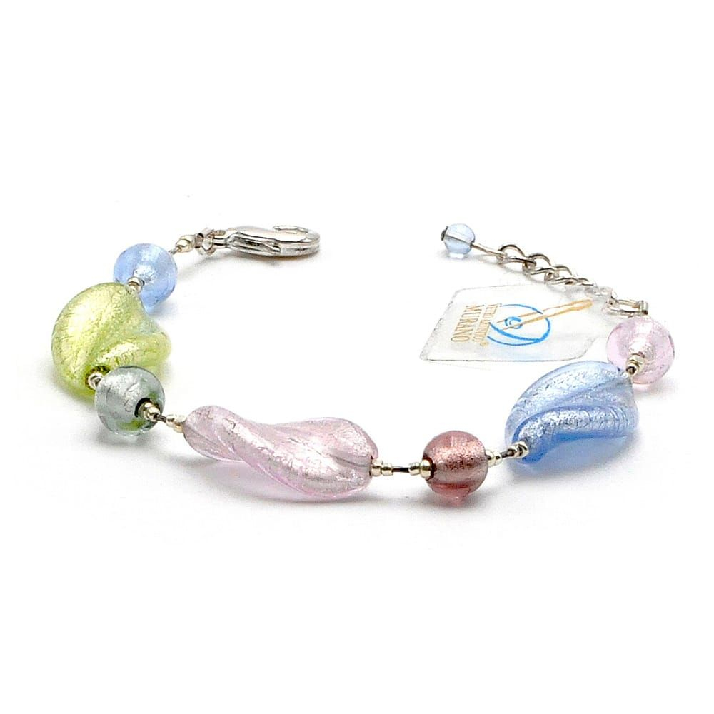 Chlorophylle silver - multicolour silver murano glass bracelet
