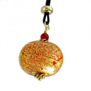 Red necklace pendant onion murano glass venice