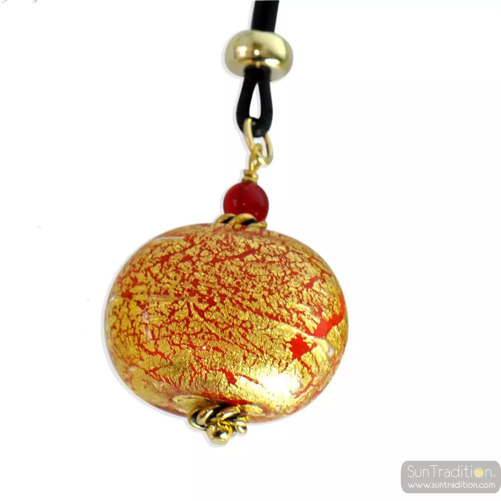 Red necklace pendant onion murano glass venice