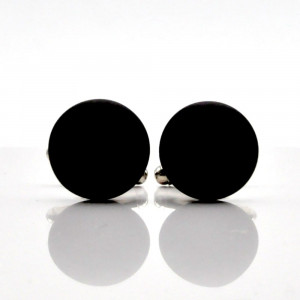 Rond noir satin boutons de manchettes en veritable verre de murano de venise