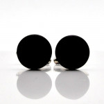 Round black satin glass cufflinks in real murano glass venice