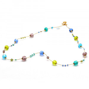  ketting lang blauw originele murano glas