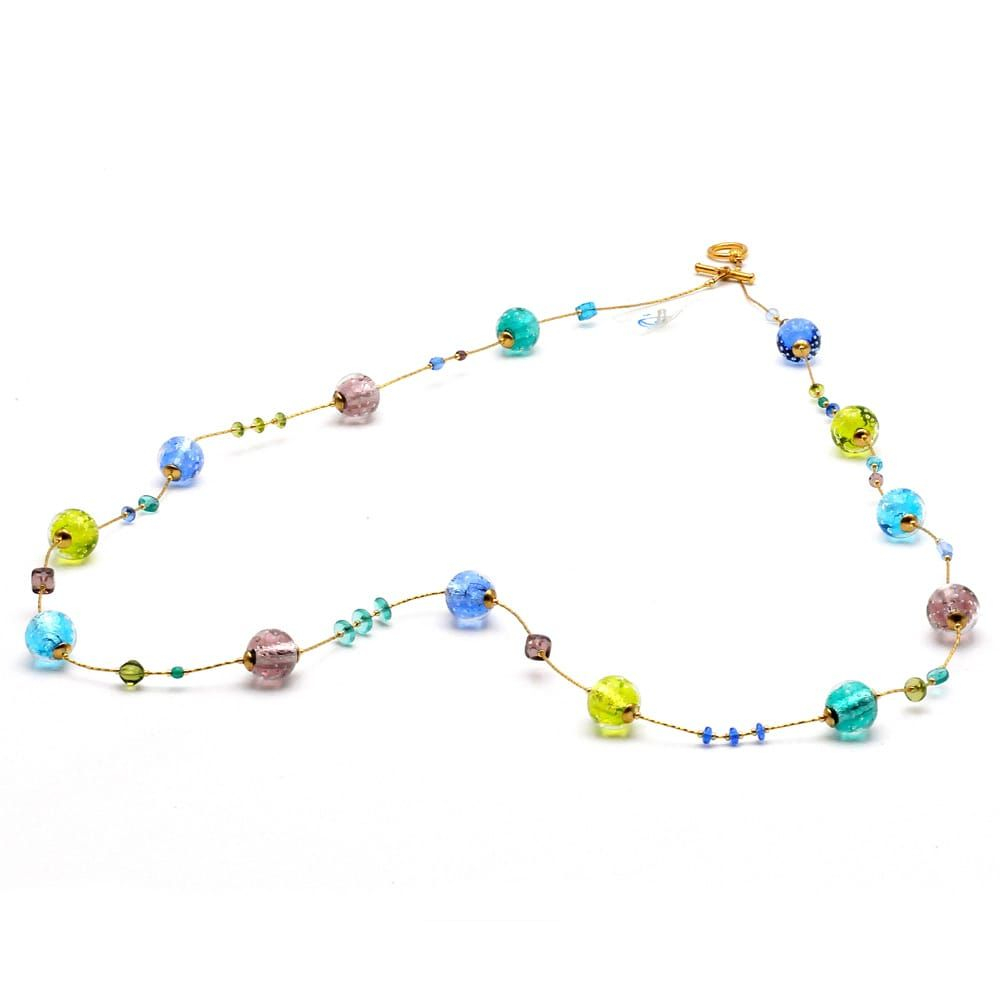 Long blue murano glass necklace