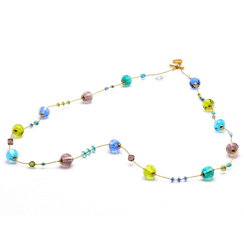  collana lunga blu autentico vetro di murano