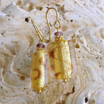 Gold murano glass earrings