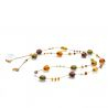 Kolsyrad amber - halsband lång amber äkta murano glas