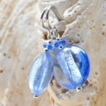 Pastiglia acid piccoli - earrings blue murano glass