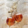 Lancet oliva squadrata amber earrings amber murano glass