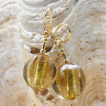 Oorbellen gouden murano glas 